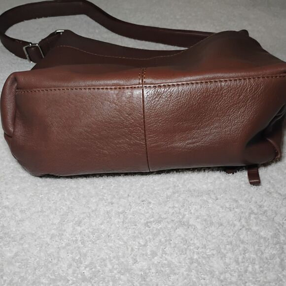 Great American Leather Works 100% Leather Brown Purse Y2K Crossbody /Shoulder - Picture 3 of 16